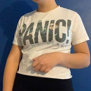 White Cropped Panic! At the Disco T-shirt